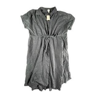 A New Day Romper Womens 2X Black Shorts Buttons V-Neck Summer Spring Bow NWT